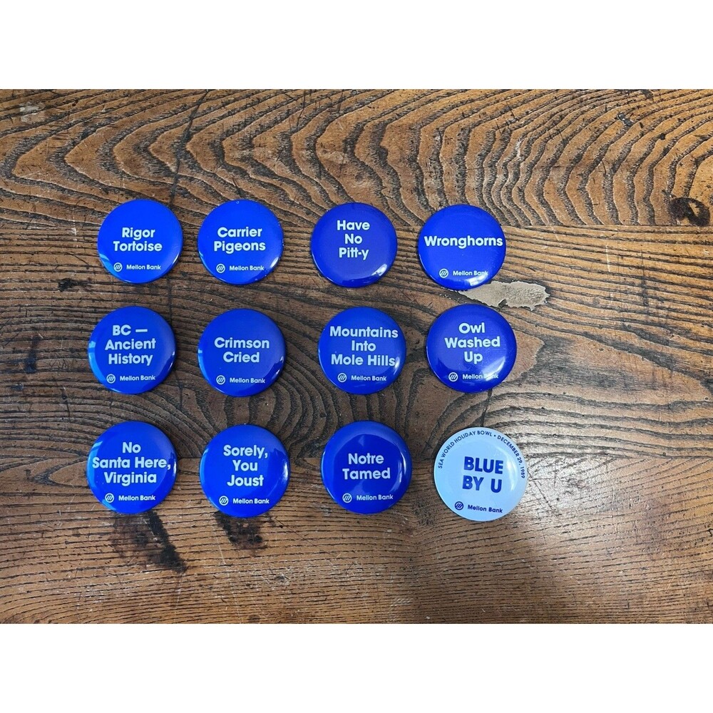 1989 PENN STATE MELLON BANK COMPLETE FOOTBALL SEASON SLOGAN BUTTON SET